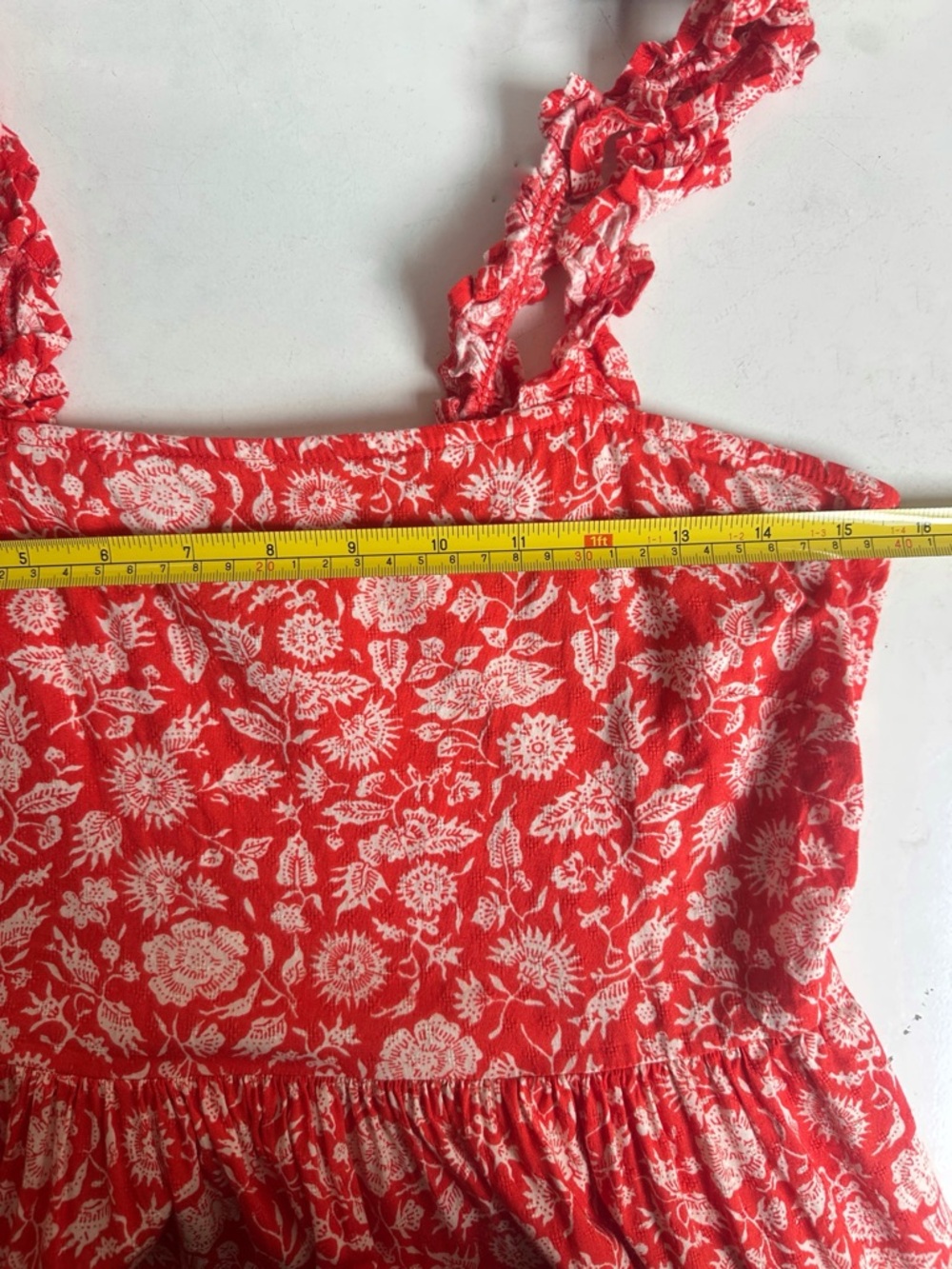 Universal Thread Floral Tiered Ruffle Strap Maxi Dress Red Size XS - Picture 8 of 9